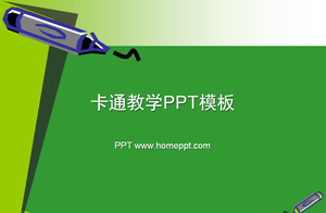 Green paint pen cartoon PowerPoint template download