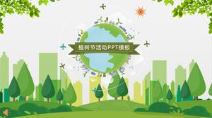 PPT-Vorlage für einen grünen Arbor Day-Veranstaltungsplanungsplan