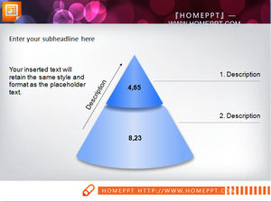 Hierarchische Beziehung der blauen Kegel PPT Diagrammvorlage