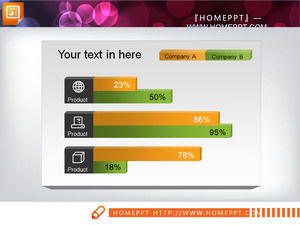 Horizontal PPT bar graph with icon decoration