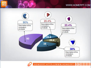 Illustrated 3D stereoscopic PPT pie chart template yang