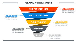 Template PPT grafik piramida 5-lapisan terbalik