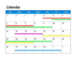PPT-Kalendervorlage für Layout-Arbeitsfortschritt