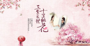 Mały różowy romantyczna miłość Sansei III PPT Album Szablon PPT