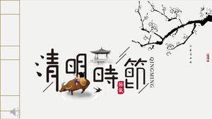 Qingming Festival PPT-Vorlage im minimalistischen chinesischen Stil