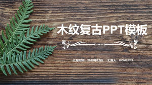 Natural vintage green leaf wood grain PPT template
