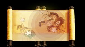 Open the scroll to congratulate the Mid-Autumn Festival PPT template