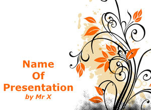 Laranja Projetado PowerPoint modelo padrão floral