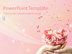 ピンクのバラの背景ロマンチックな結婚式のPPTテンプレート