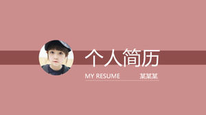 Pink simple flattened resume ppt template download