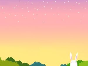 Pembe Gökyüzü Sevimli Tavşan PPT Resim