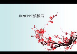 梅の背景中国風のPPTテンプレートのダウンロード