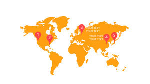 PPT template with positioning coordinates world map