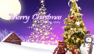 紫色のクリスマスツリーの背景PPTテンプレートのダウンロード