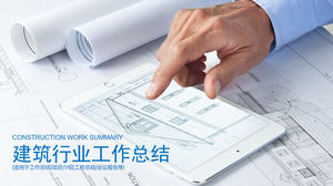 Real estate PPT template on architectural drawings background