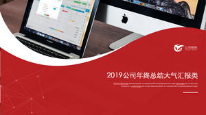 Red Flattened Company Year-end Summary Work Report PPT Template