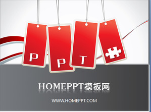kartu label merah bisnis PPT Template Download