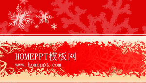 紅色雪花背景聖誕PPT模板下載