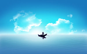 海でセーリングボートPPT背景画像