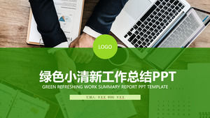 Self-filled picture of green small fresh business wind work summary ppt template