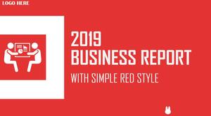 簡單的紅色業務報告PPT模板