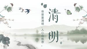 Plantilla PPT personalizada, nueva y fresca estilo retro Qingming cultura