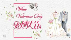 Kleine frische romantische Liebe weiße Valentinstag Geständnis PPT-Vorlage