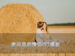 Stretched couple in the wheat field background slideshow template download