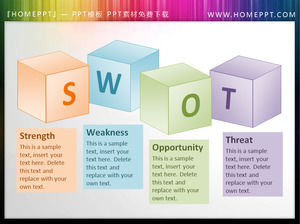 พื้นหลัง SWOT กล่องสไลด์โชว์ 3D วัสดุกล่องข้อความ