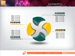 Tres de color en tres dimensiones diagrama de descarga PPT