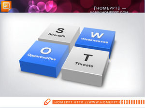 relazione parallela grafico tridimensionale quadrilatero SWOT diapositiva