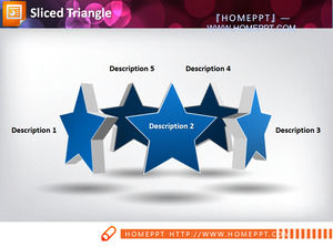 Trei runde de trei-dimensionale stele pentagonală PPT diagramă materiale