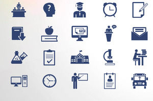 Three sets of blue flat education teaching PPT icon material download, PPT icon download