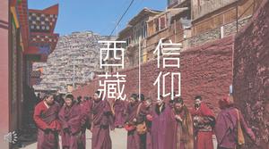 Turismo de Tíbet Sienta la creencia cultural de la plantilla PPT del Tíbet