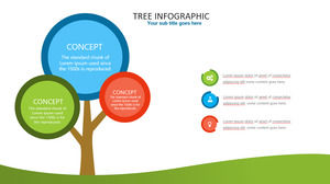 Ağaç şeklindeki üç öğe listesi PPT grafiklerini