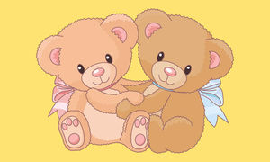 Dois bonito urso branco cartoon PPT fotos