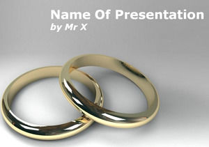 二つの黄金の婚約指輪パワーポイントテンプレート