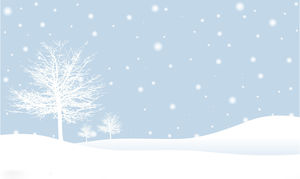 Two snowy trees snowflakes elegant PPT background pictures