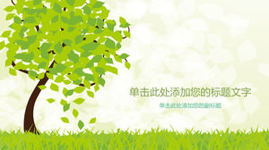 Hintergrundbild des Vektorgrasgrün-Baum PPT